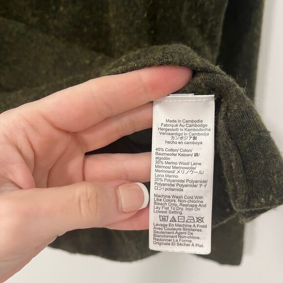 J. Crew Dark Green Wool Blend Teddie Sweater Size Large - Picture 6 of 6